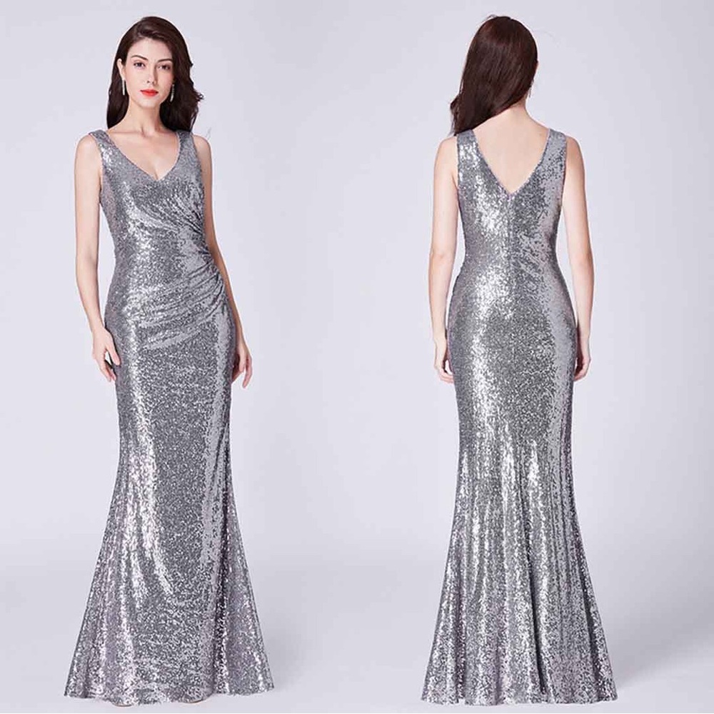 NWT Ever Pretty Elegant V Neck Sequin Evening Dress